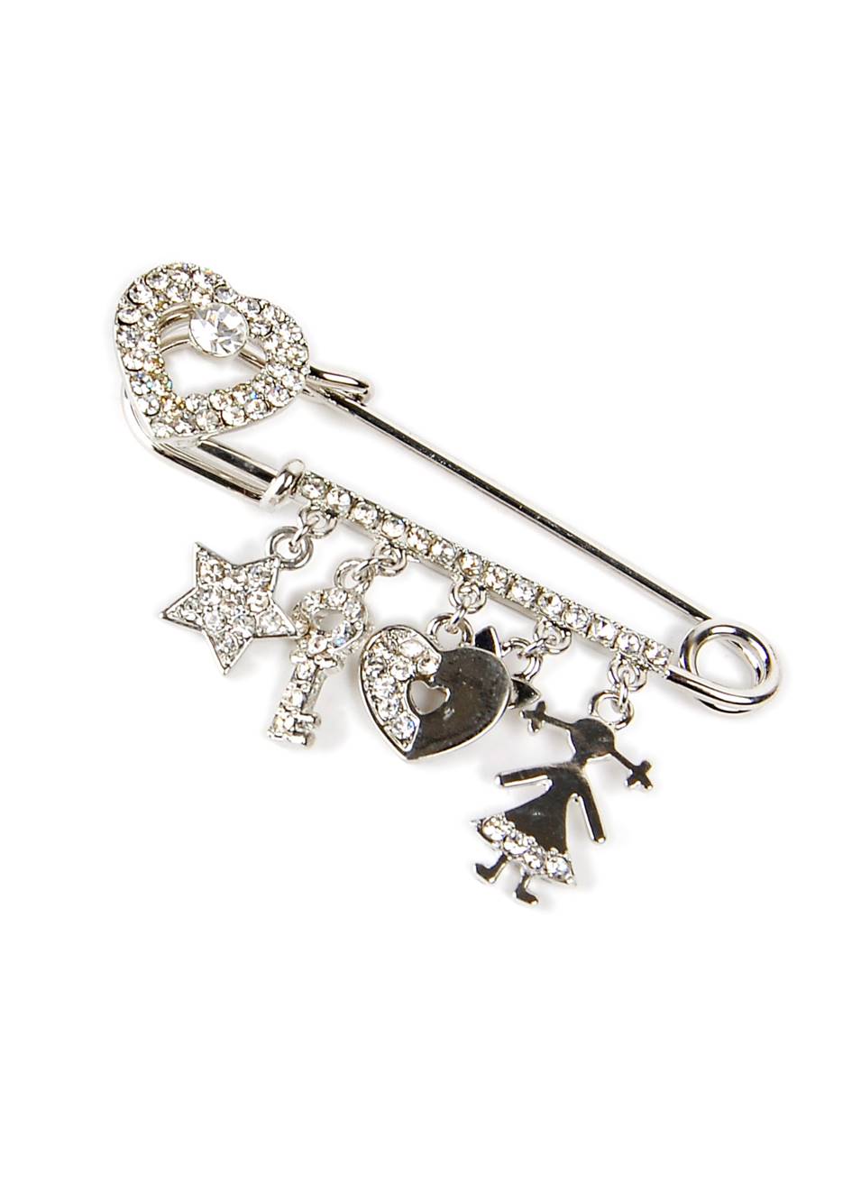 Rhodium-Plated Alloy Designer Stylish Brooch Pin - The Pari | Swadesiicart