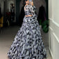 Lorenvalley Black Tabby Silk Printed with Hotfix Lehenga Choli with Dupatta | Swadesiicart