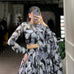 Lorenvalley Black Tabby Silk Printed with Hotfix Lehenga Choli with Dupatta | Swadesiicart