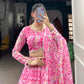 Lorenvalley Pink Georgette Printed Lehenga Choli | Swadesiicart
