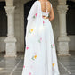 Lorenvalley Fashion White Georgette with Hand-painted Floral Design Lehenga Choli with Dupatta - Swadesiicart