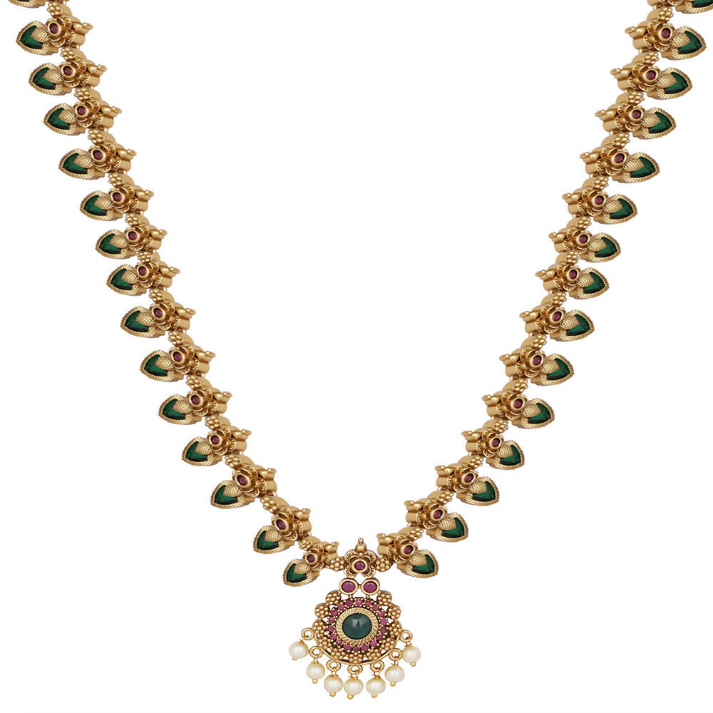 Nuyug 18K Gold Plated Temple Bliss Minimal Necklace Set | Swadesiicart