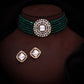 Tehzeeb Creations Brass Gold-Polished Gold, Green, White Jewel Set - Swadesiicart