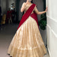 Lorenvalley Fashion Cream Handloom Zari Waving Work Lehenga Choli with Dupatta - Swadesiicart