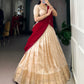 Lorenvalley Fashion Cream Handloom Zari Waving Work Lehenga Choli with Dupatta - Swadesiicart