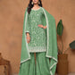 Anaita Green Embroidered Chinon Silk Palazzo Suit