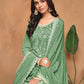 Anaita Green Embroidered Chinon Silk Palazzo Suit