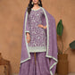 Anaita Lavender Embroidered Chinon Silk Palazzo Suit