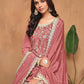 Anaita Peach Embroidered Chinon Silk Palazzo Suit
