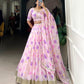 Lorenvalley Pink Tabby Silk Floral Print With Lace Touch Up Lehenga Choli with Dupatta | Swadesiicart