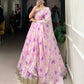Lorenvalley Pink Tabby Silk Floral Print With Lace Touch Up Lehenga Choli with Dupatta | Swadesiicart