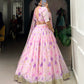 Lorenvalley Pink Tabby Silk Floral Print With Lace Touch Up Lehenga Choli with Dupatta | Swadesiicart
