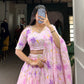 Lorenvalley Pink Tabby Silk Floral Print With Lace Touch Up Lehenga Choli with Dupatta | Swadesiicart