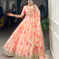 Lorenvalley Peach Tabby Silk Floral Print With Lace Touch Up Lehenga Choli with Dupatta | Swadesiicart