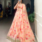 Lorenvalley Peach Tabby Silk Floral Print With Lace Touch Up Lehenga Choli with Dupatta | Swadesiicart