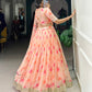 Lorenvalley Peach Tabby Silk Floral Print With Lace Touch Up Lehenga Choli with Dupatta | Swadesiicart