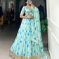 Lorenvalley Pista Tabby Silk Floral Print With Lace Touch Up Lehenga Choli with Dupatta | Swadesiicart