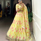 Lorenvalley Yellow Tabby Silk Floral Print With Lace Touch Up Lehenga Choli with Dupatta | Swadesiicart