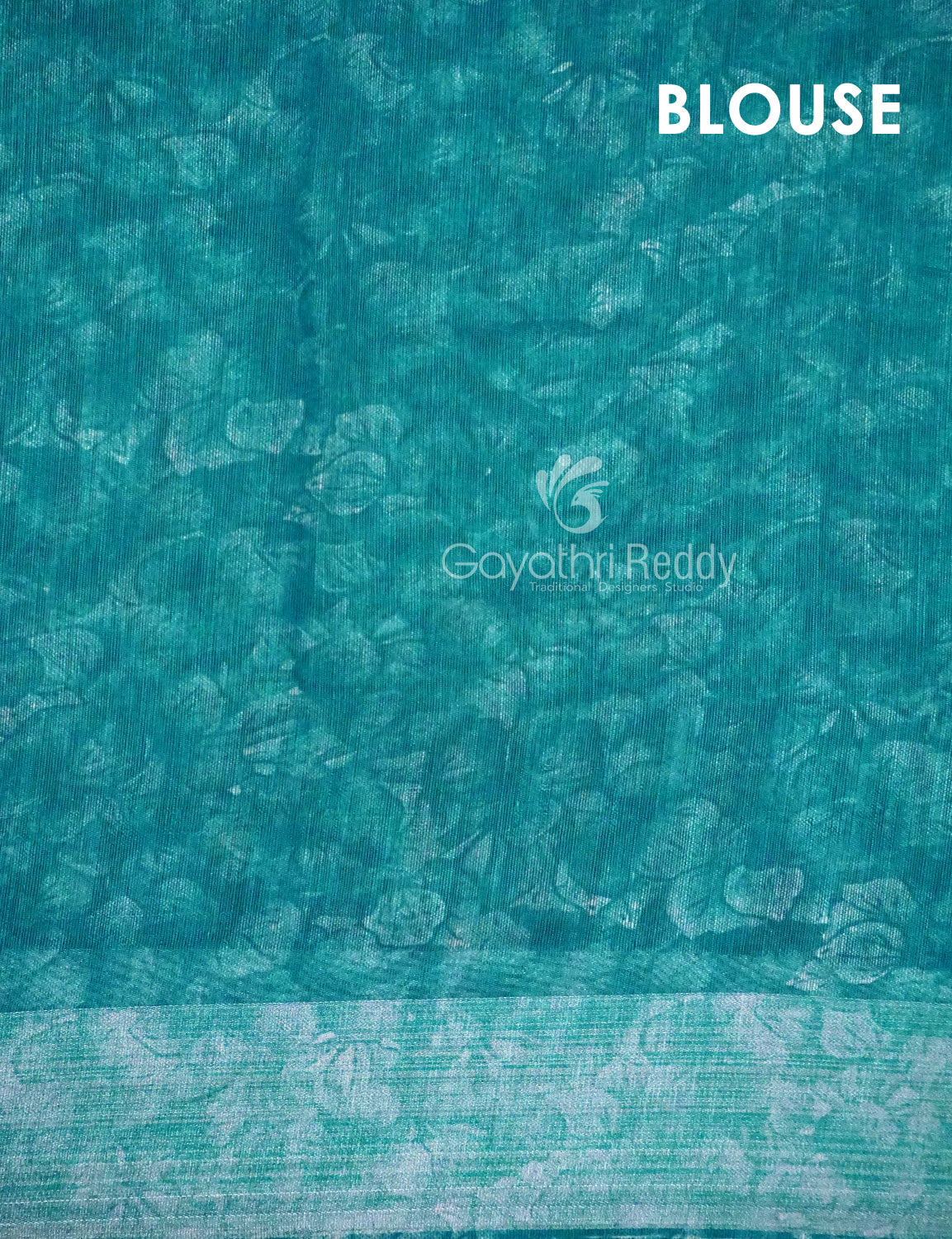 Shades of Apple Green With Turquoise Green Blouse Floral Design Semi Chanderi Saree By Gayathri Reddy Designer Studio | Swadesiicart