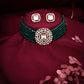 Tehzeeb Creations Brass Gold-Polished Gold, Green, White Jewel Set - Swadesiicart