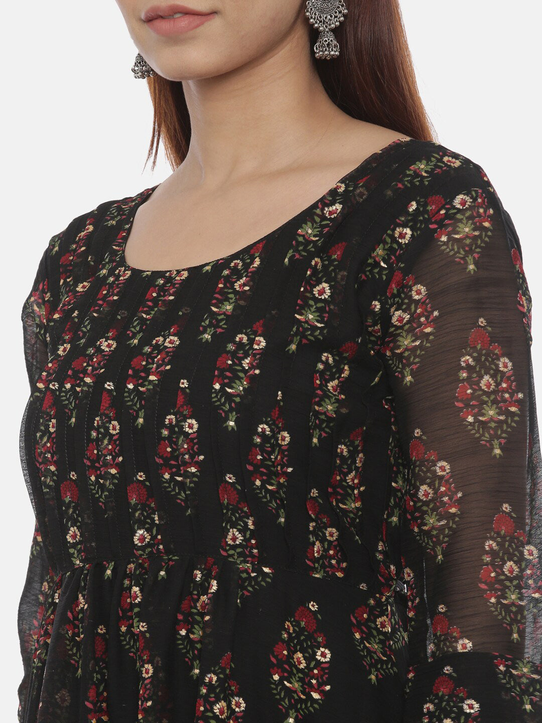 Souchii Women Black Printed Fit And Flare Beautiful Dress - Swadesiicart