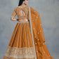Anaita Orange Embroidered Art Silk Lehenga Choli With Blouse