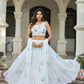 Lorenvalley Fashion White Georgette with Hand-painted Floral Design Lehenga Choli with Dupatta - Swadesiicart
