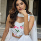 Lorenvalley Fashion White Georgette with Hand-painted Floral Design Lehenga Choli with Dupatta - Swadesiicart