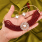 Tehzeeb Creations Brass Gold-Polished Gold, Maroon, White Jewel Set - Swadesiicart