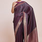 Monjolika Fashion Glamour And Tradition With This Zari Woven Wine Color Banarasi Satin Silk Saree | Swadesiicart