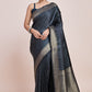 Monjolika Fashion Glamour And Tradition With This Zari Woven Dark Teal Color Banarasi Satin Silk Saree | Swadesiicart