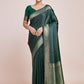 Monjolika Fashion Glamour And Tradition With This Zari Woven Dark Green Color Banarasi Satin Silk Saree | Swadesiicart