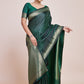 Monjolika Fashion Glamour And Tradition With This Zari Woven Dark Green Color Banarasi Satin Silk Saree | Swadesiicart