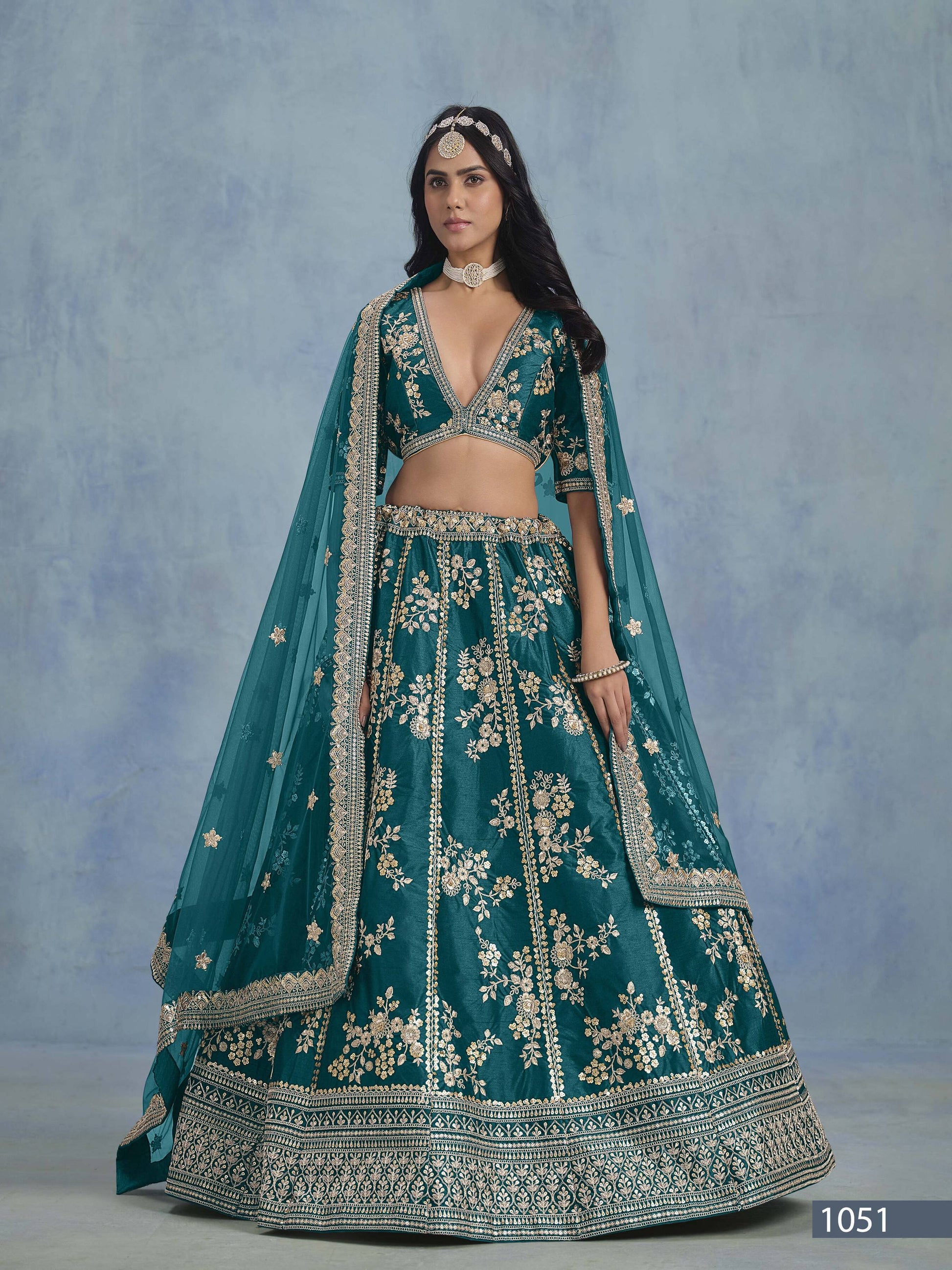 Anaita Teal Embroidered Heavy Art Silk Designer Lehenga With Blouse