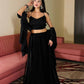 Lorenvalley Fashion Black Fendy Satin crush with Plain Lehenga Choli with Dupatta - Swadesiicart