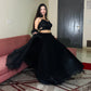 Lorenvalley Fashion Black Fendy Satin crush with Plain Lehenga Choli with Dupatta - Swadesiicart