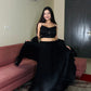 Lorenvalley Fashion Black Fendy Satin crush with Plain Lehenga Choli with Dupatta - Swadesiicart