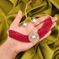 Tehzeeb Creations Brass Gold-Polished Gold, Red, White Jewel Set - Swadesiicart