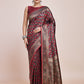 Monjolika Fashion Banarasi Satin Silk Maroon Weaving Designer Saree | Swadesiicart