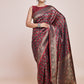 Monjolika Fashion Banarasi Satin Silk Maroon Weaving Designer Saree | Swadesiicart