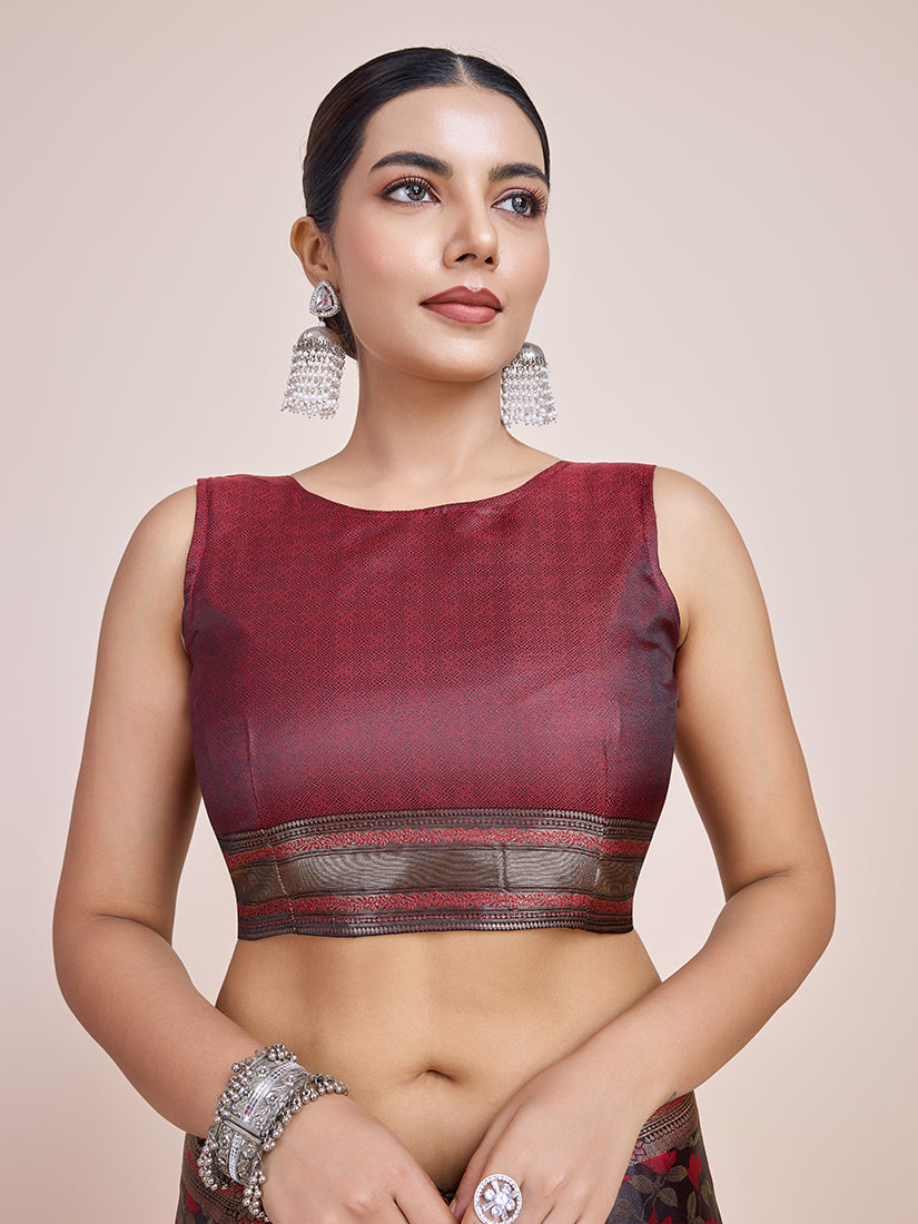Monjolika Fashion Banarasi Satin Silk Maroon Weaving Designer Saree | Swadesiicart
