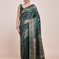 Monjolika Fashion Banarasi Satin Silk Dark Green Weaving Designer Saree | Swadesiicart
