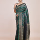 Monjolika Fashion Banarasi Satin Silk Dark Green Weaving Designer Saree | Swadesiicart