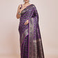 Monjolika Fashion Banarasi Satin Silk Dark Purple Weaving Designer Saree | Swadesiicart