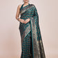 Monjolika Fashion Banarasi Satin Silk Dark Teal Weaving Designer Saree | Swadesiicart
