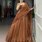 Lorenvalley Fashion Brown Crushed Silk Plain Lehenga Choli with Dupatta - Swadesiicart
