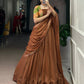 Lorenvalley Fashion Brown Crushed Silk Plain Lehenga Choli with Dupatta - Swadesiicart