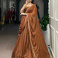 Lorenvalley Fashion Brown Crushed Silk Plain Lehenga Choli with Dupatta - Swadesiicart