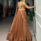 Lorenvalley Fashion Brown Crushed Silk Plain Lehenga Choli with Dupatta - Swadesiicart