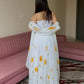 Lorenvalley Fashion White Organza with Hand-painted Floral Design Lehenga Choli with Dupatta - Swadesiicart